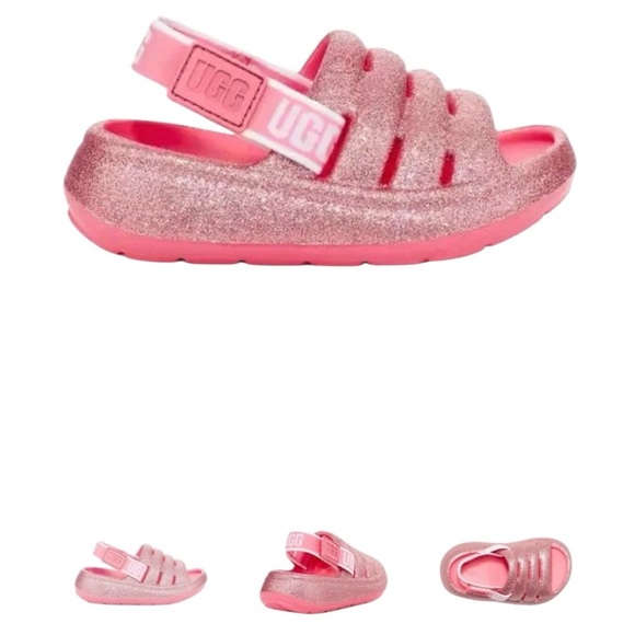 UGG Sport Yeah Pink Glitter Sandals - Picture 1 of 11